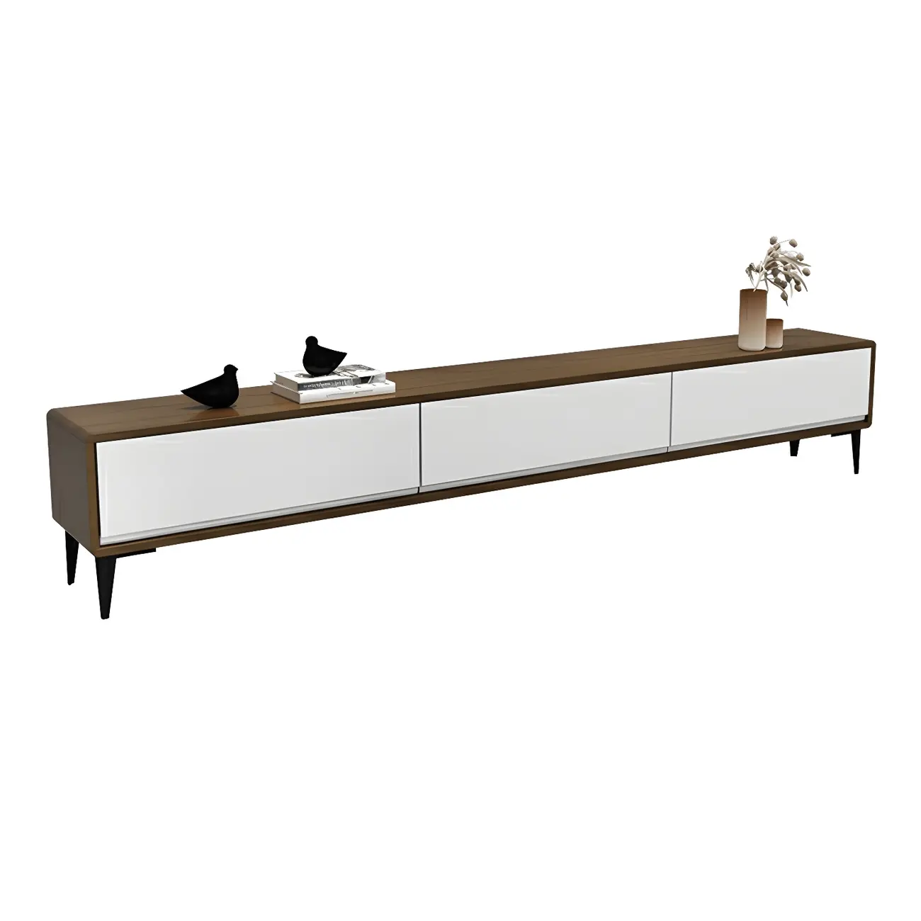 Modern Brown Wooden TV Stand with 3-Drawers for Living Room Image - 5 | homeyfad