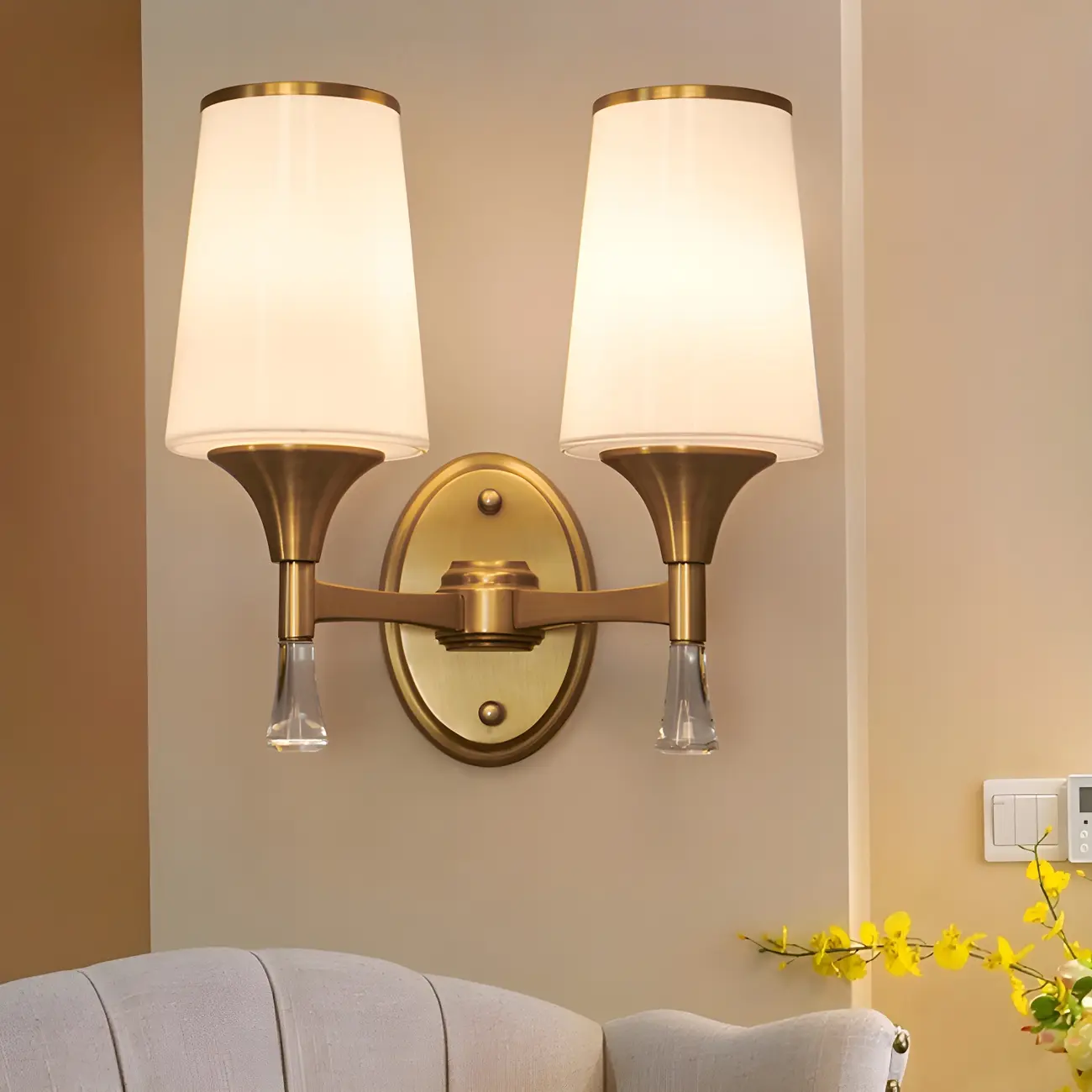 Modern Gold Glass Wall Light for Living Room Decor Image - 1 | homeyfad
