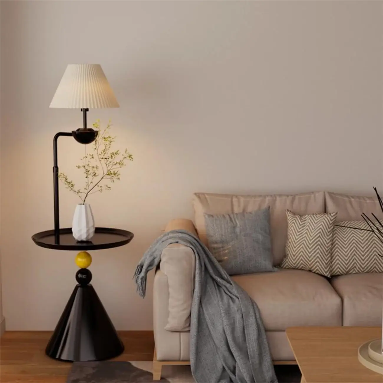 Modern White Floor Lamp with Table for Living Room Image - 1 | homeyfad
