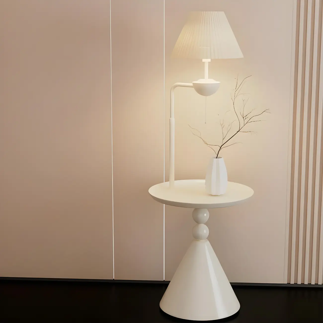Modern White Floor Lamp with Table for Living Room Image - 3 | homeyfad