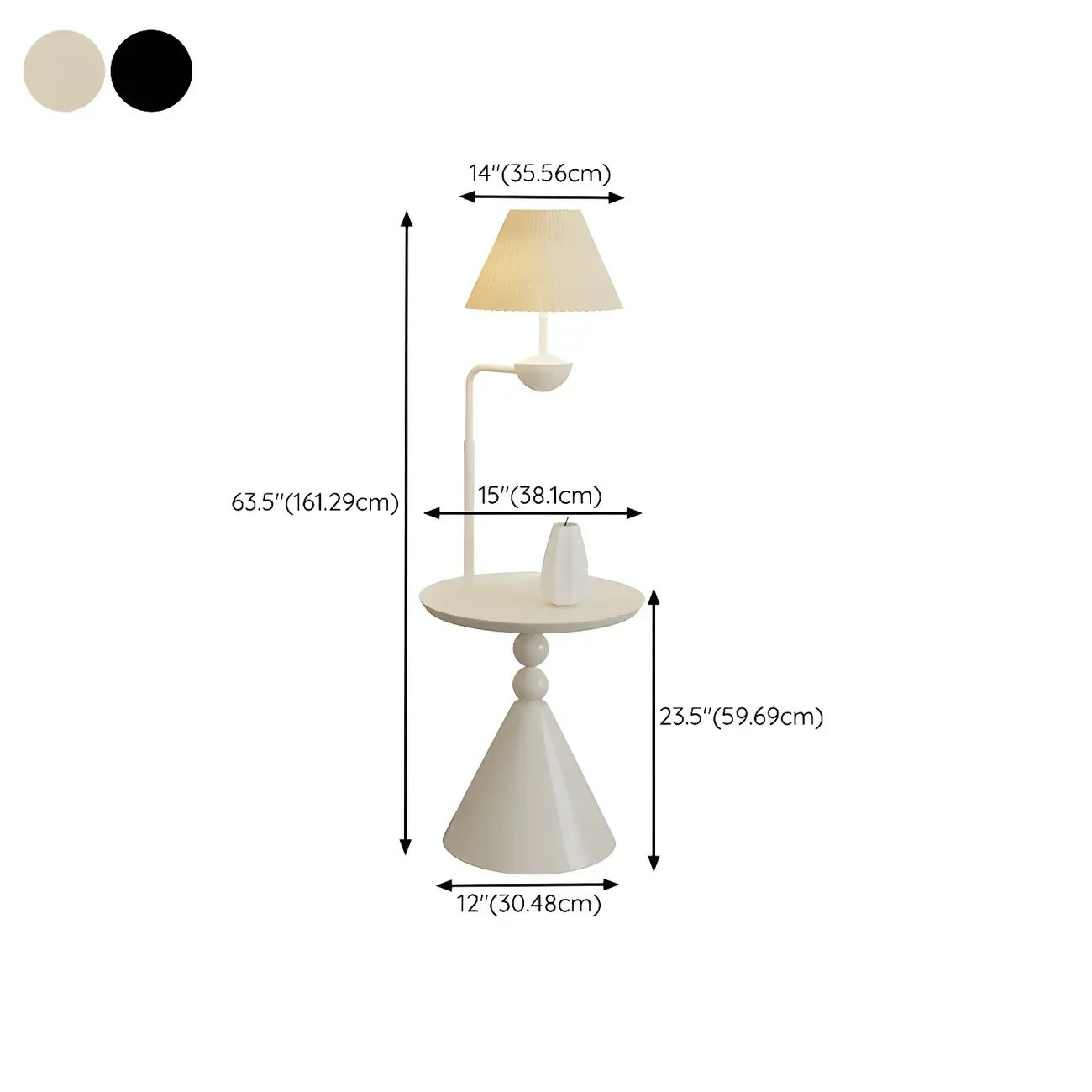 Modern White Floor Lamp with Table for Living Room #size