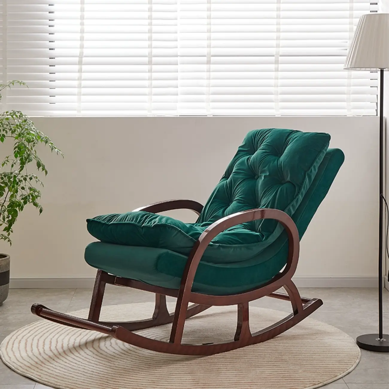 Elegant Brown Rubberwood Rocking Chaise Lounge Image - 1 | homeyfad