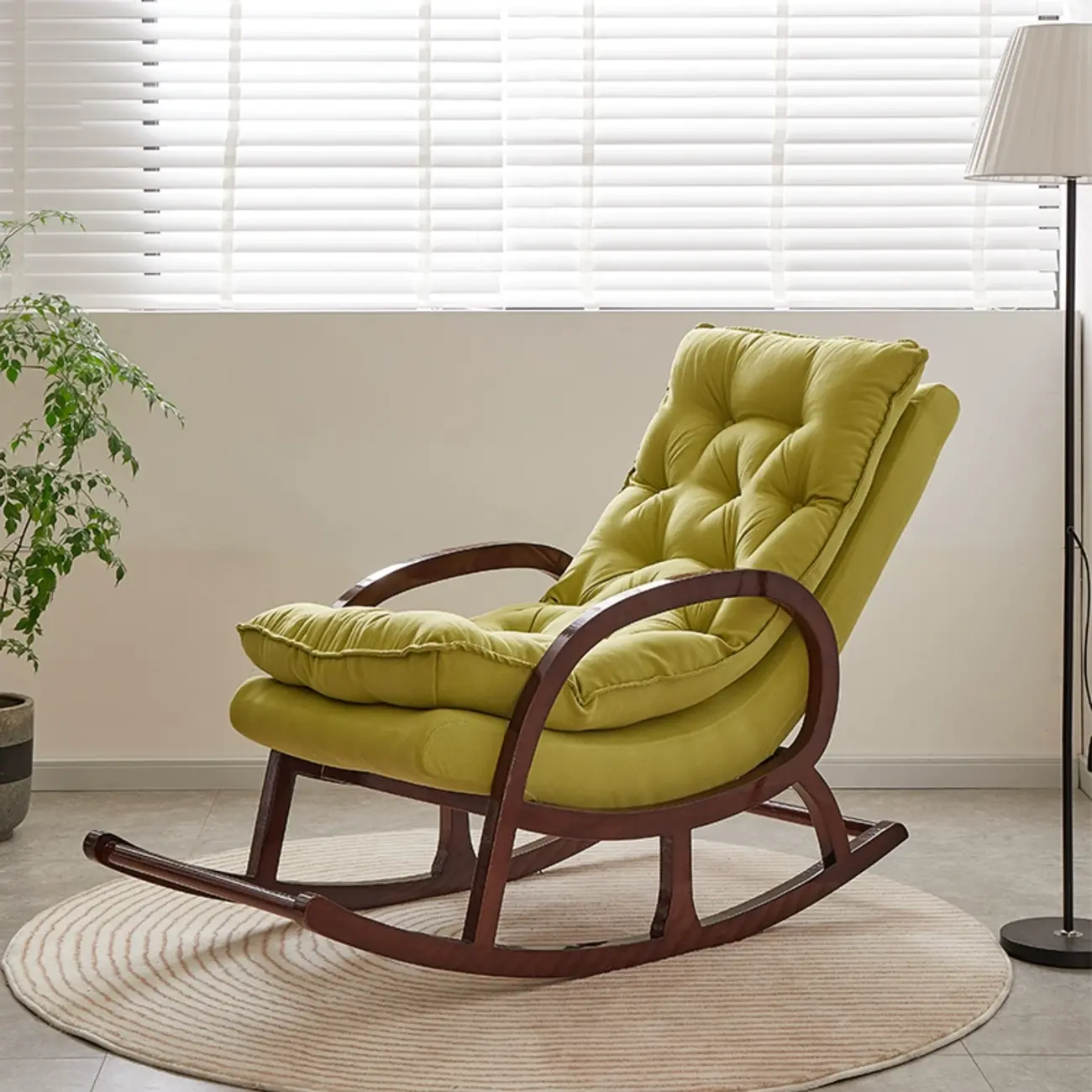 Elegant Brown Rubberwood Rocking Chaise Lounge Image - 2 | homeyfad