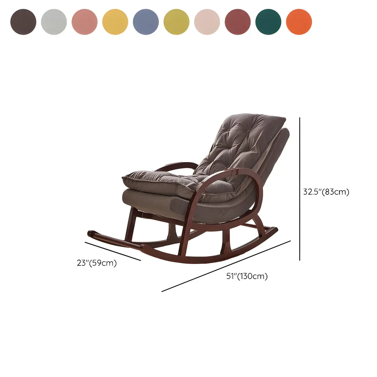 Elegant Brown Rubberwood Rocking Chaise Lounge #size