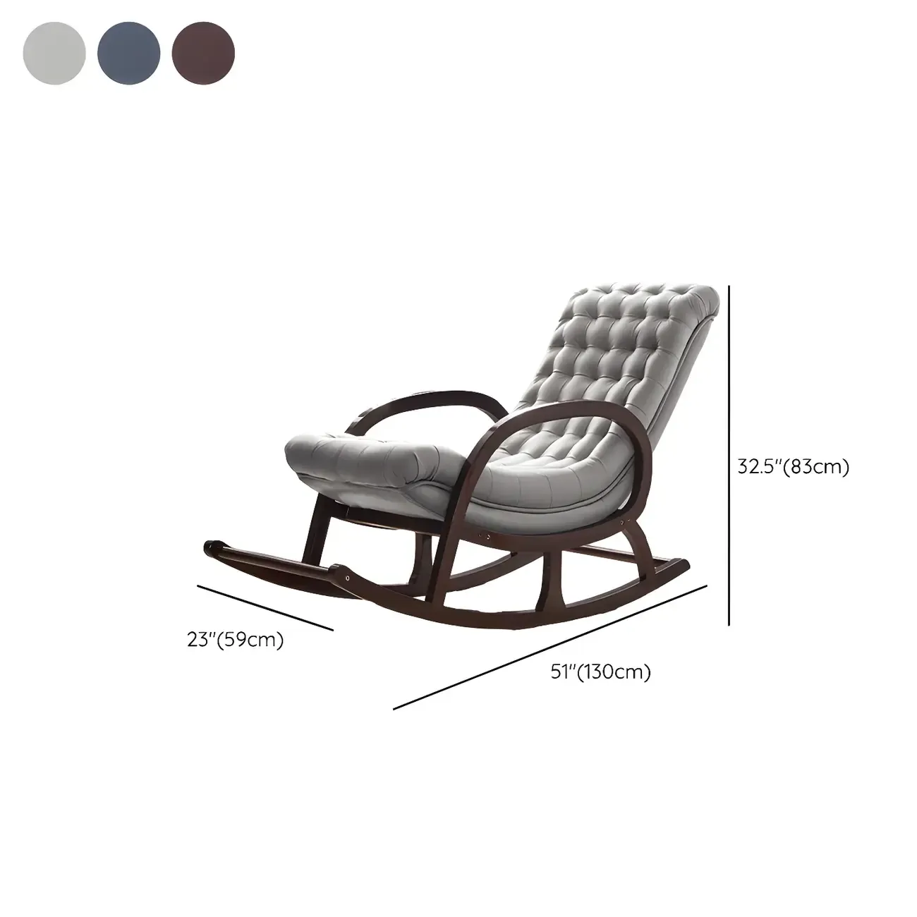 Elegant Brown Rubberwood Rocking Chaise Lounge Image - 19