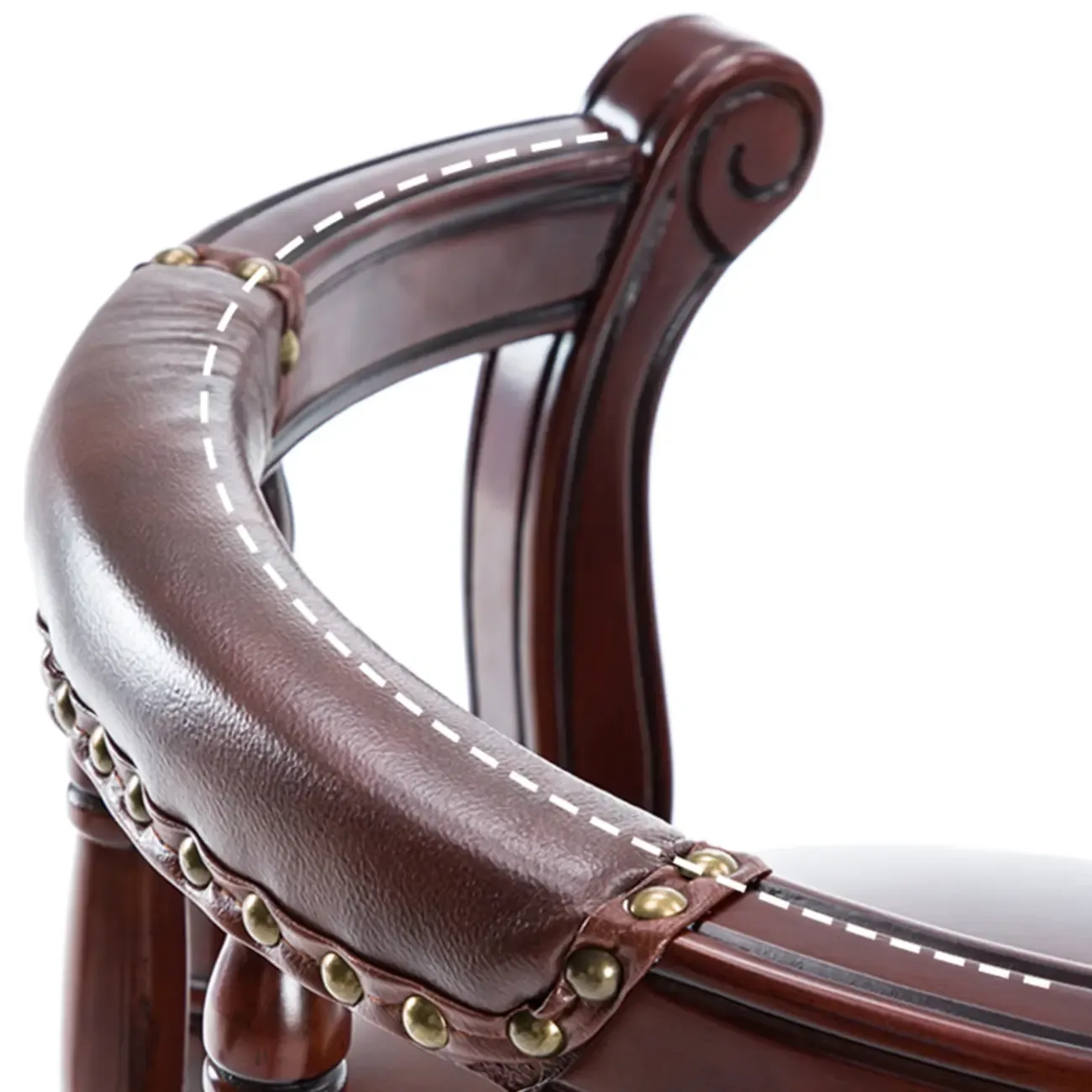 Swivel Counter Height Bar Stools in Genuine Leather & Walnut Solid Wood Image - 2