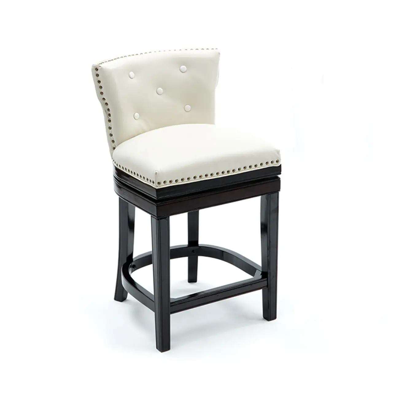 Solid Wood Genuine Leather Swivel Bar Stool Image - 13 | homeyfad