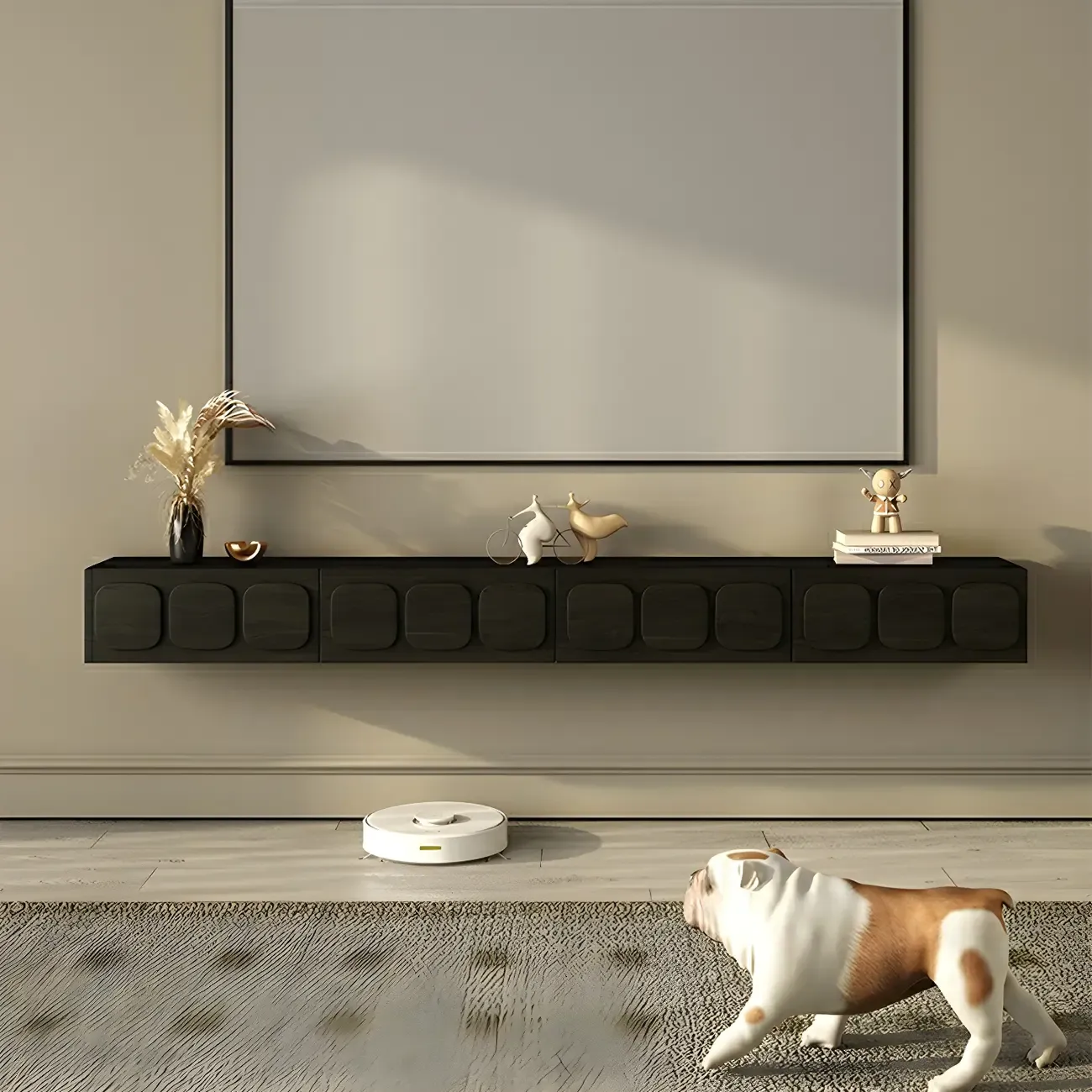 Industrial Wooden Mueble Flotante Para TV Stand with Storage Image - 3