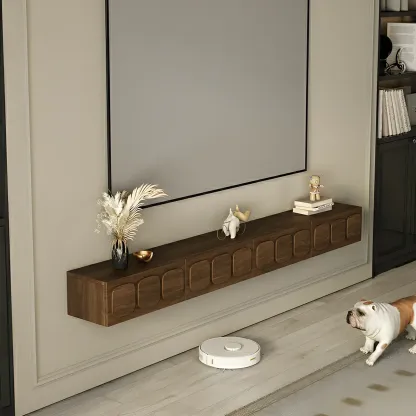 Industrial Wooden Mueble Flotante Para TV Stand with Storage Image - 1