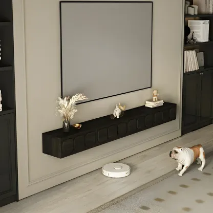 Industrial Wooden Mueble Flotante Para TV Stand with Storage Image - 2