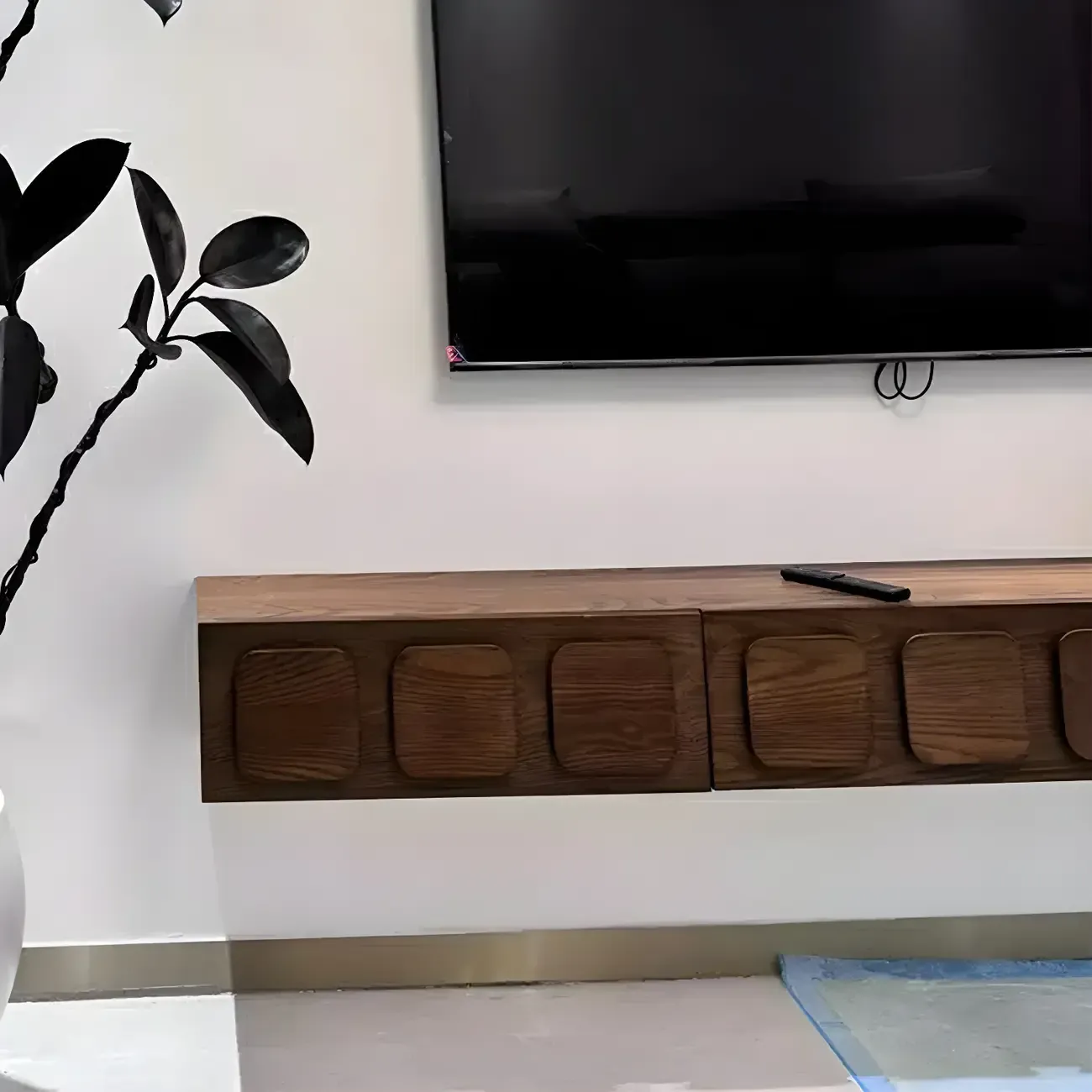 Industrial Wooden Mueble Flotante Para TV Stand with Storage Image - 8