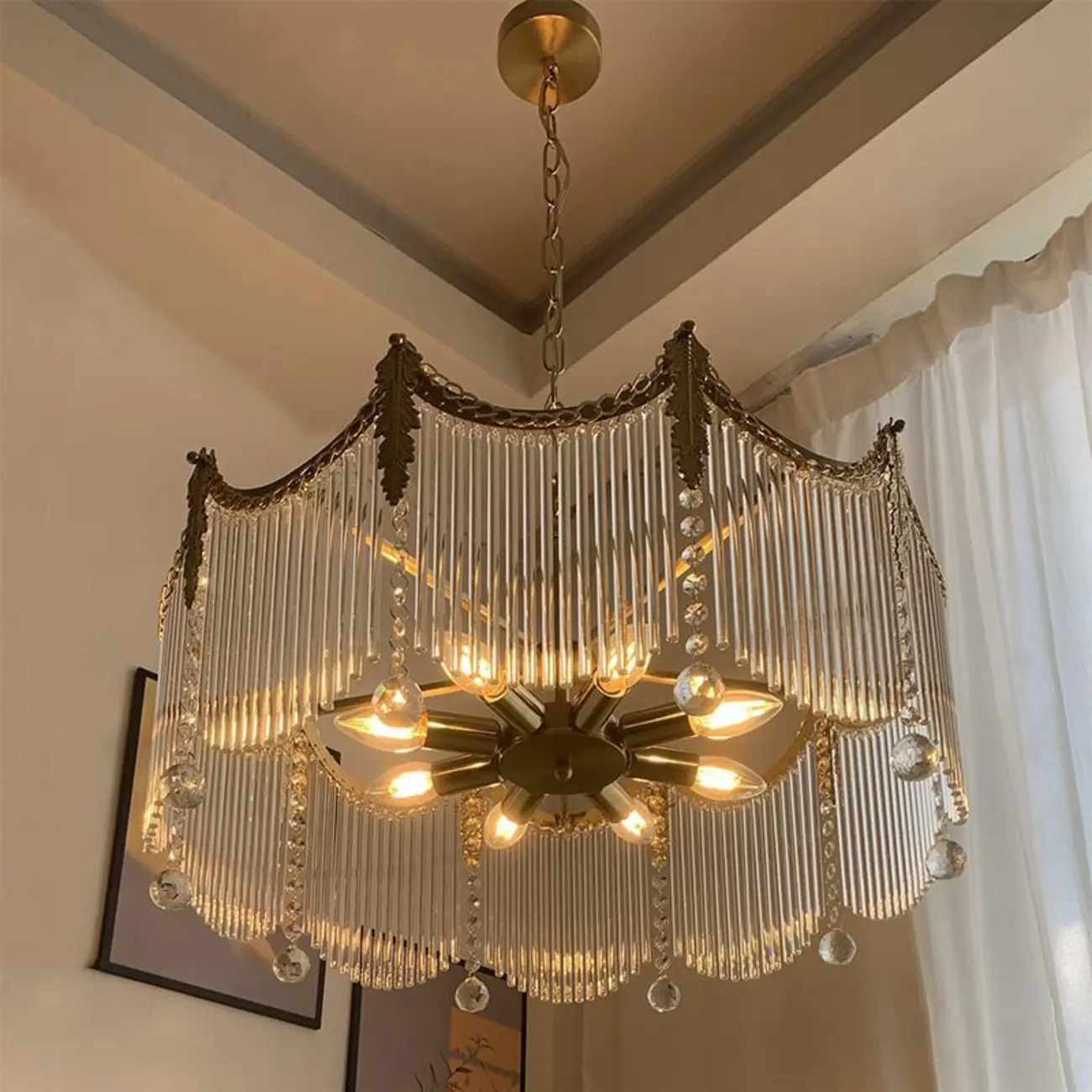 Multi Lights Chandelier Light Fixtures with Transparent Crystal for Bedroom Image - 2 | homeyfad