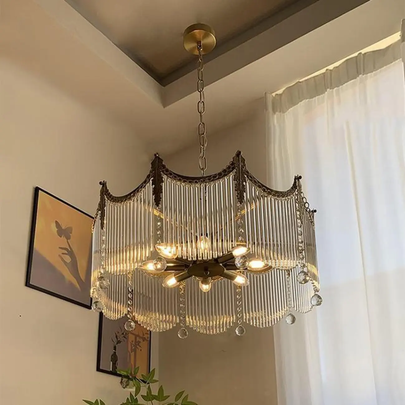 Multi Lights Chandelier Light Fixtures with Transparent Crystal for Bedroom Image - 4 | homeyfad