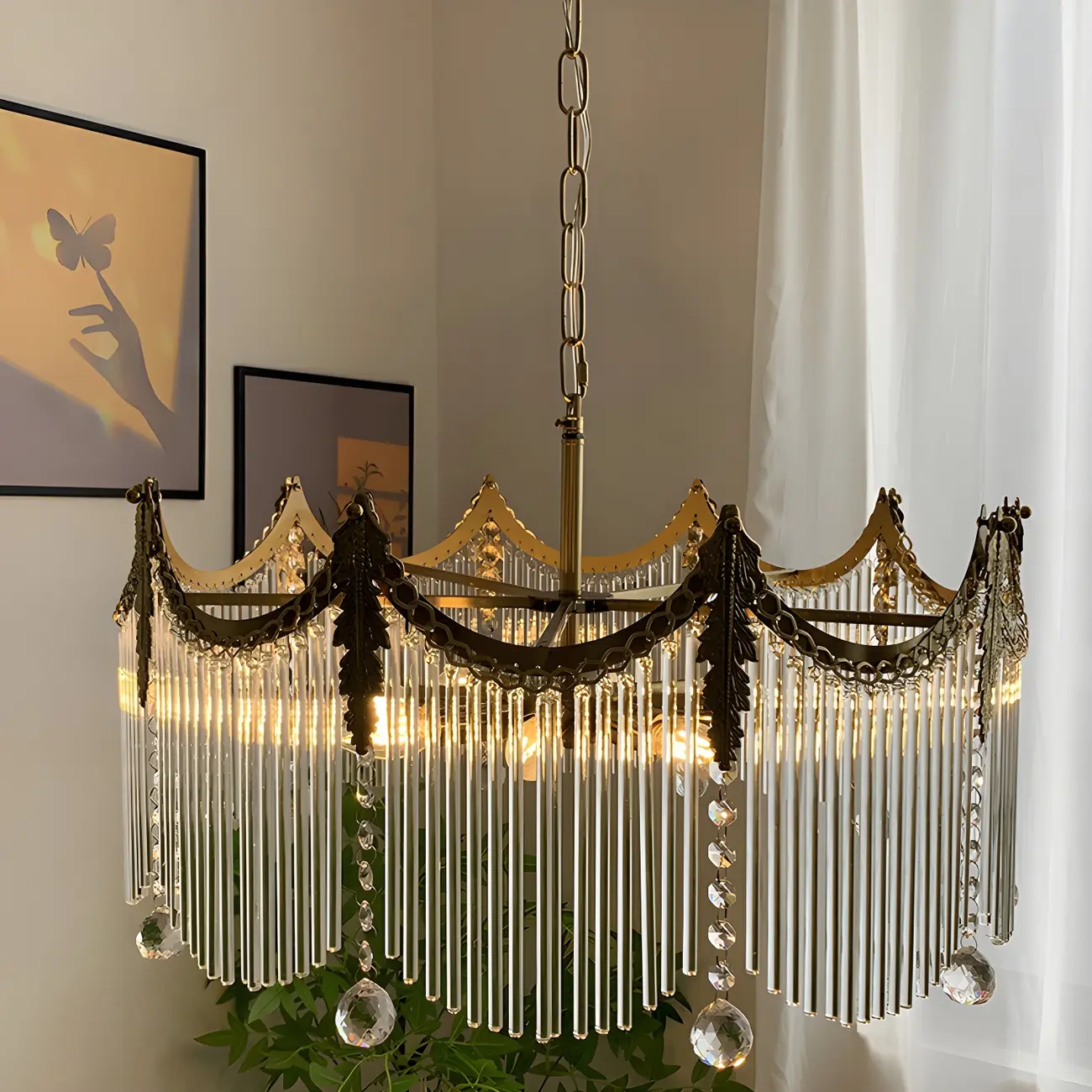 Multi Lights Chandelier Light Fixtures with Transparent Crystal for Bedroom Image - 3 | homeyfad