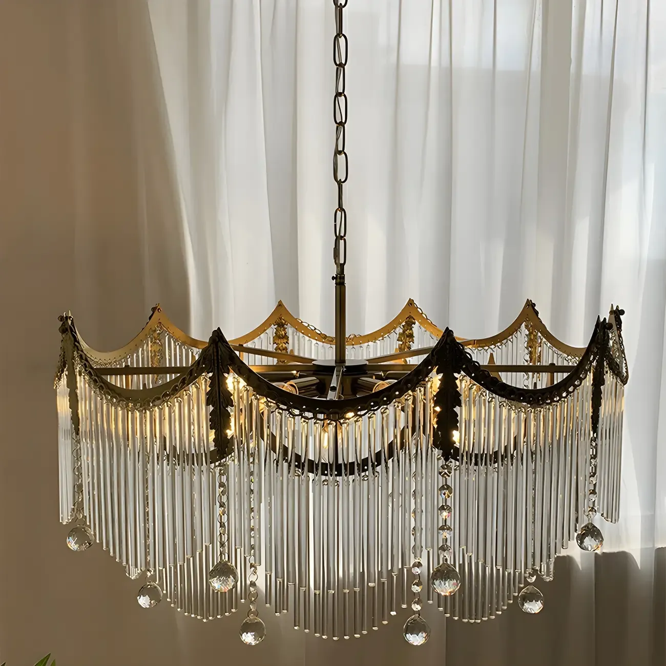 Multi Lights Chandelier Light Fixtures with Transparent Crystal for Bedroom Image - 6