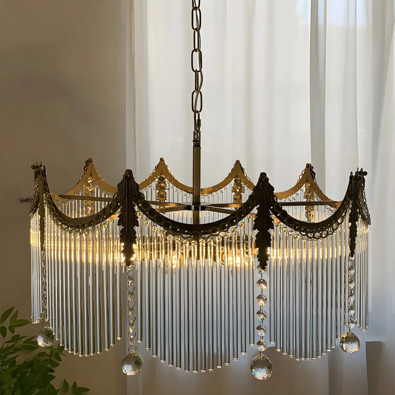 Multi Lights Chandelier Light Fixtures with Transparent Crystal for Bedroom Image - 7 | homeyfad