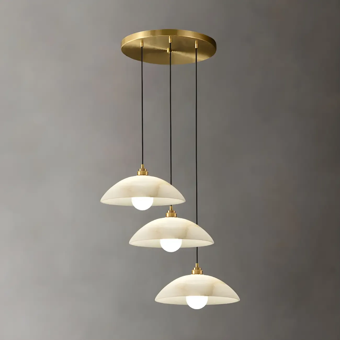 Modern Gold Stone Dome Pendant Light for Kitchen Island Image - 5