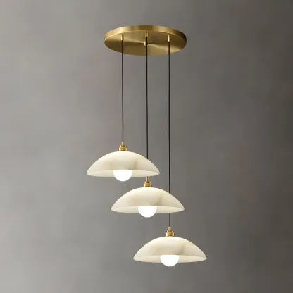 Modern Gold Stone Dome Pendant Light for Kitchen Island Image - 5