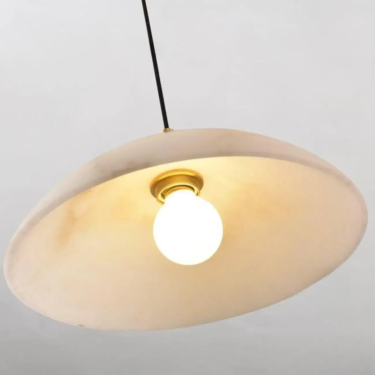 Modern Gold Stone Dome Pendant Light for Kitchen Island Image - 7