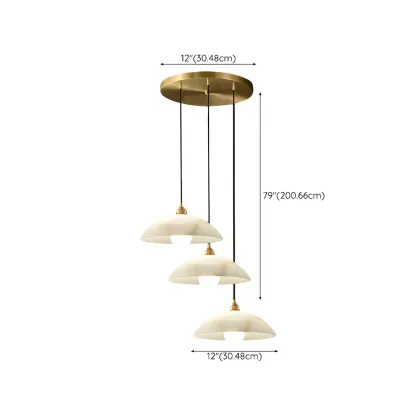 Modern Gold Stone Dome Pendant Light for Kitchen Island Image - 10