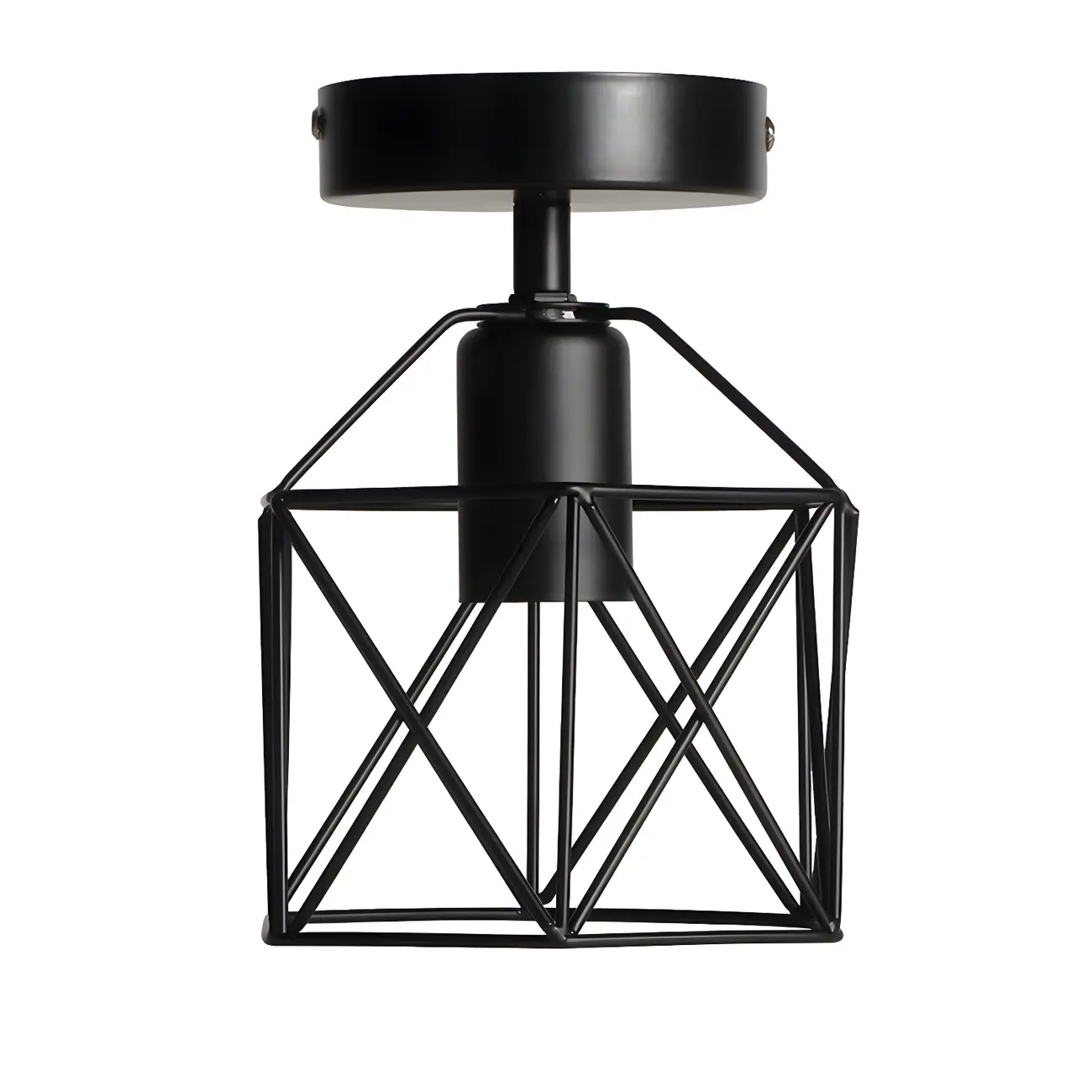 Industrial Black LED Semi Flush Ceiling Light for Hallway | homeyfad