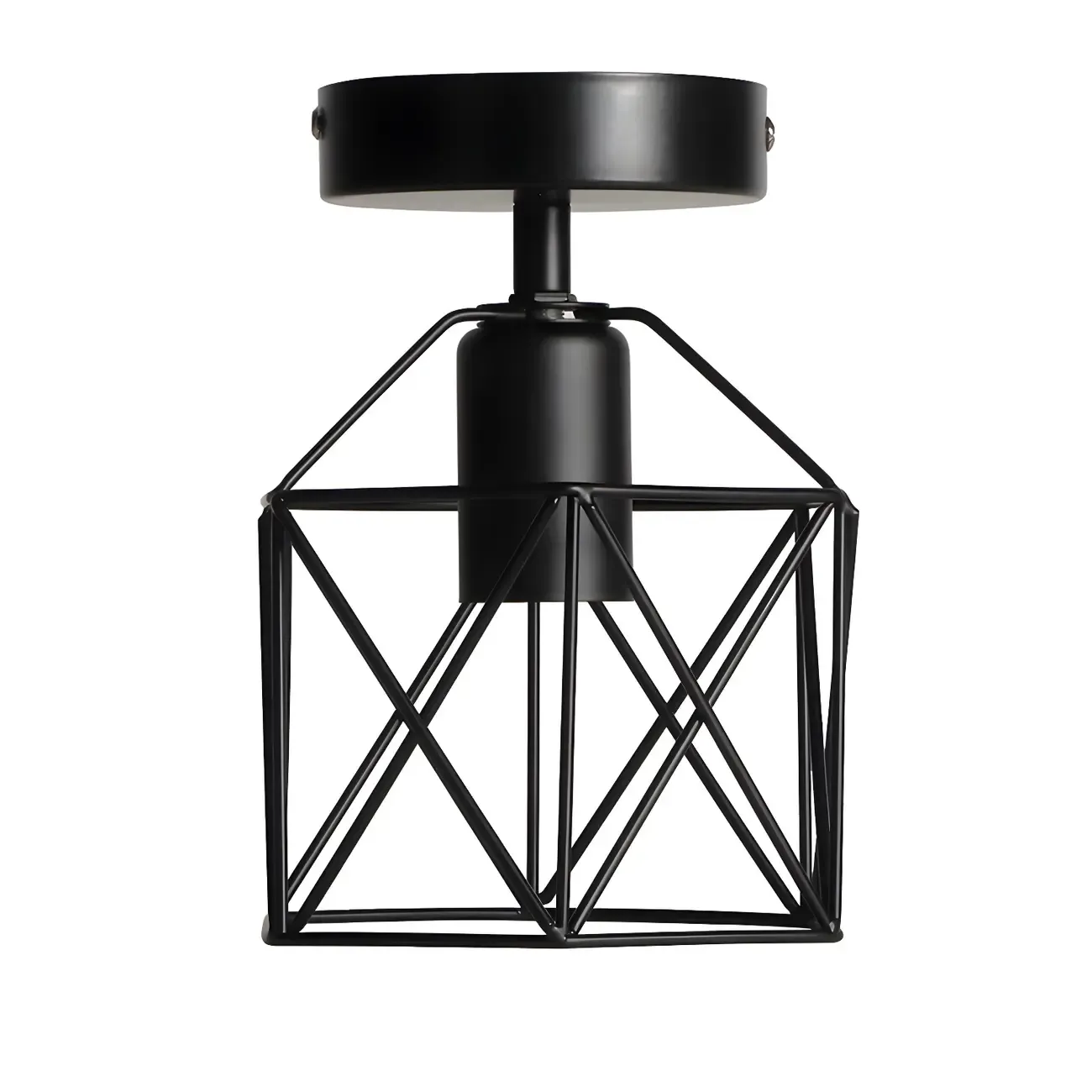 Industrial Black LED Semi Flush Ceiling Light for Hallway | HoemyFad