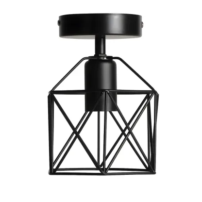 Industrial Black LED Semi Flush Ceiling Light for Hallway