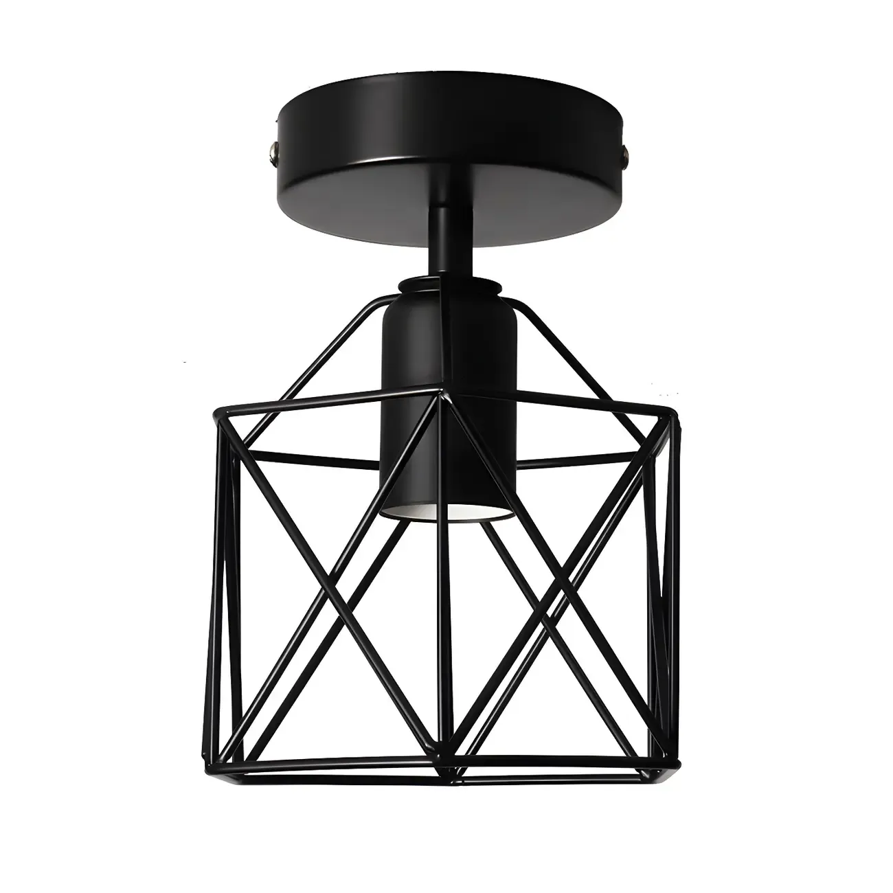 Industrial Black LED Semi Flush Ceiling Light for Hallway