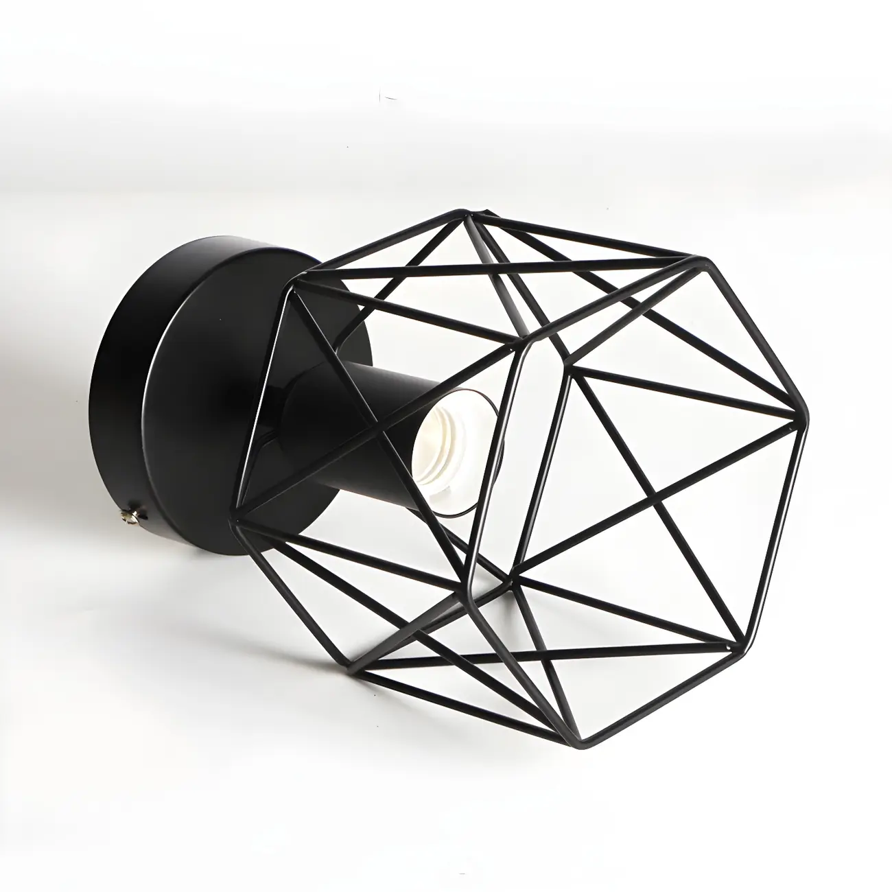 Industrial Black LED Semi Flush Ceiling Light for Hallway | homeyfad