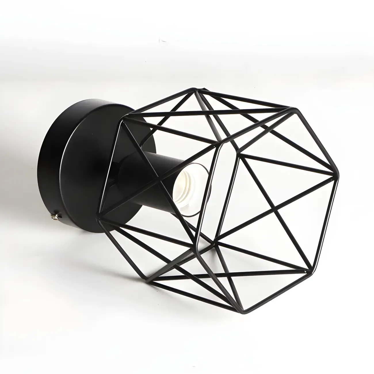 Industrial Black LED Semi Flush Ceiling Light for Hallway