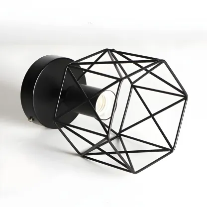 Industrial Black LED Semi Flush Ceiling Light for Hallway