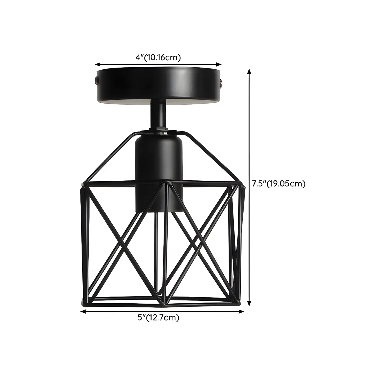 Industrial Black LED Semi Flush Ceiling Light for Hallway | homeyfad