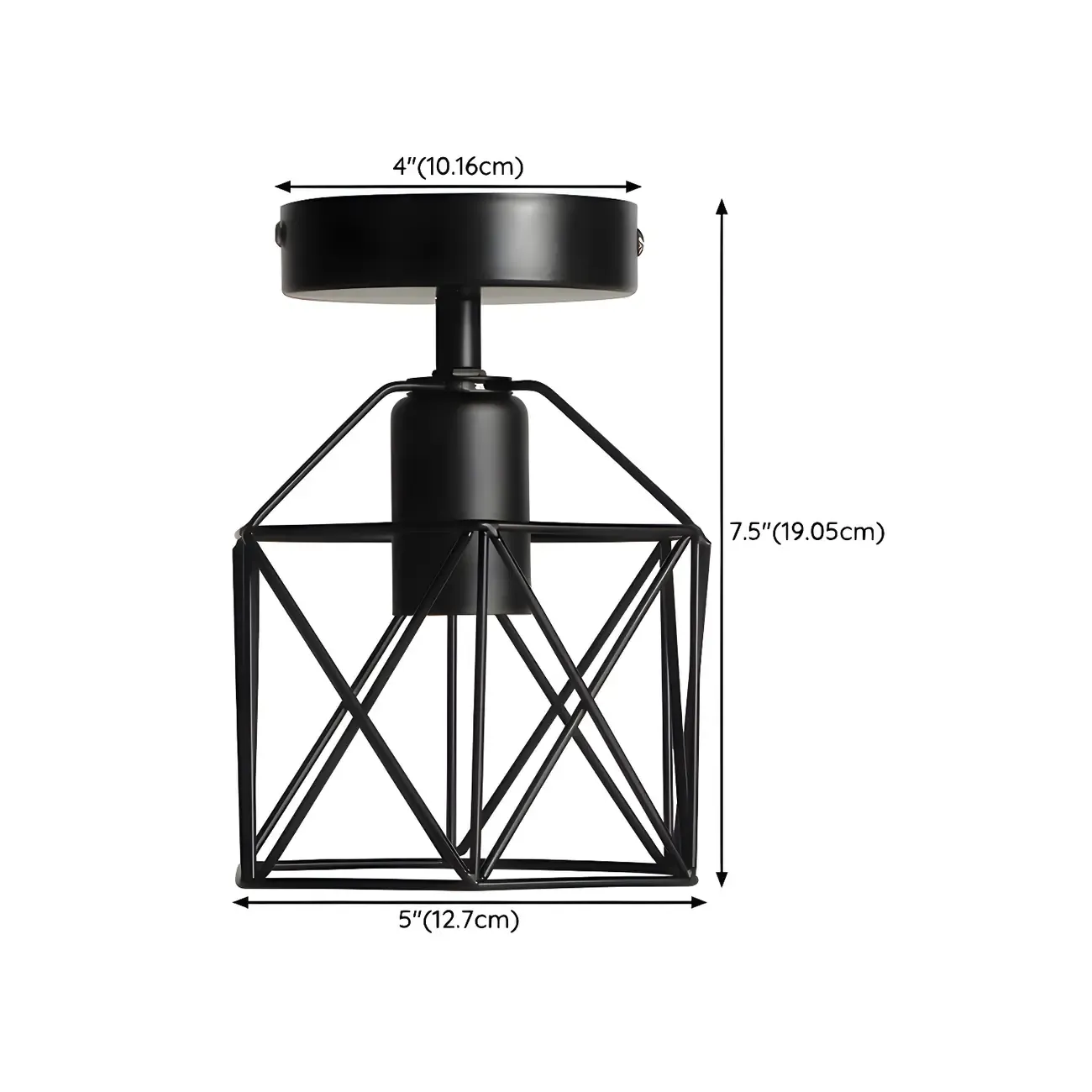 Industrial Black LED Semi Flush Ceiling Light for Hallway