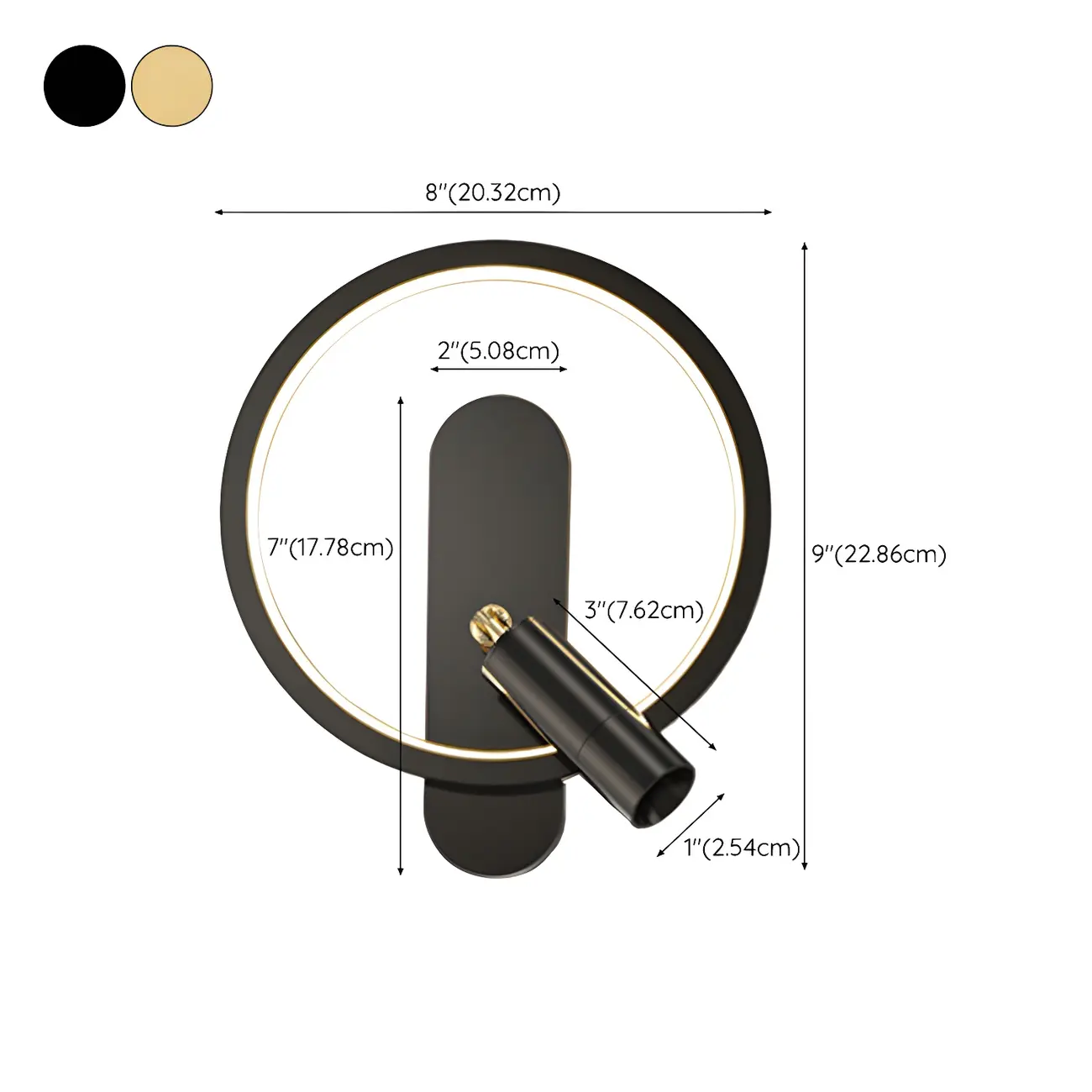 Modern 2-Light LED Wall Sconce 3-Gear Dimming for Living Room #size