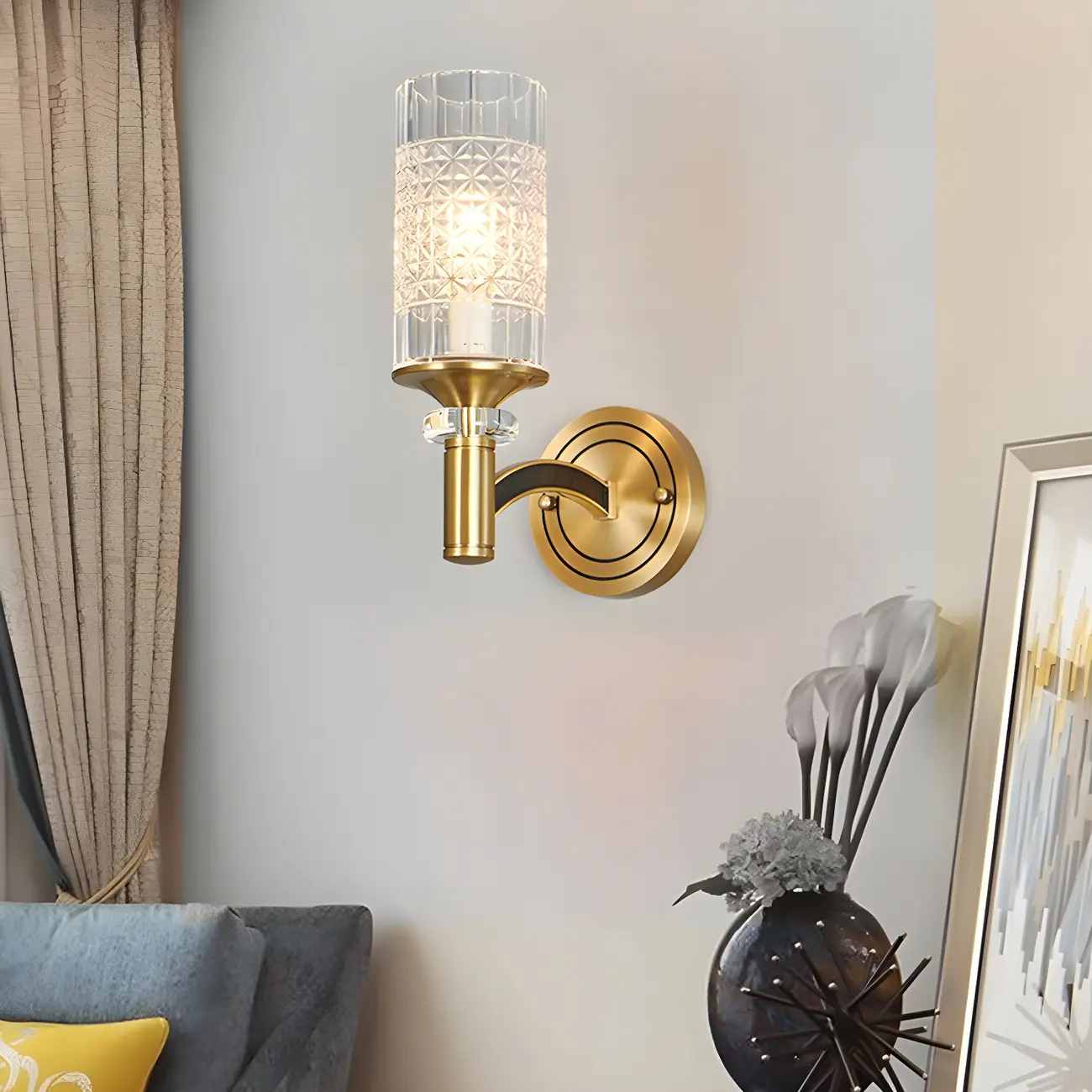 5 to 9 Inch Vintage Wall Sconce with Crystal Shade for Home | homeyfad