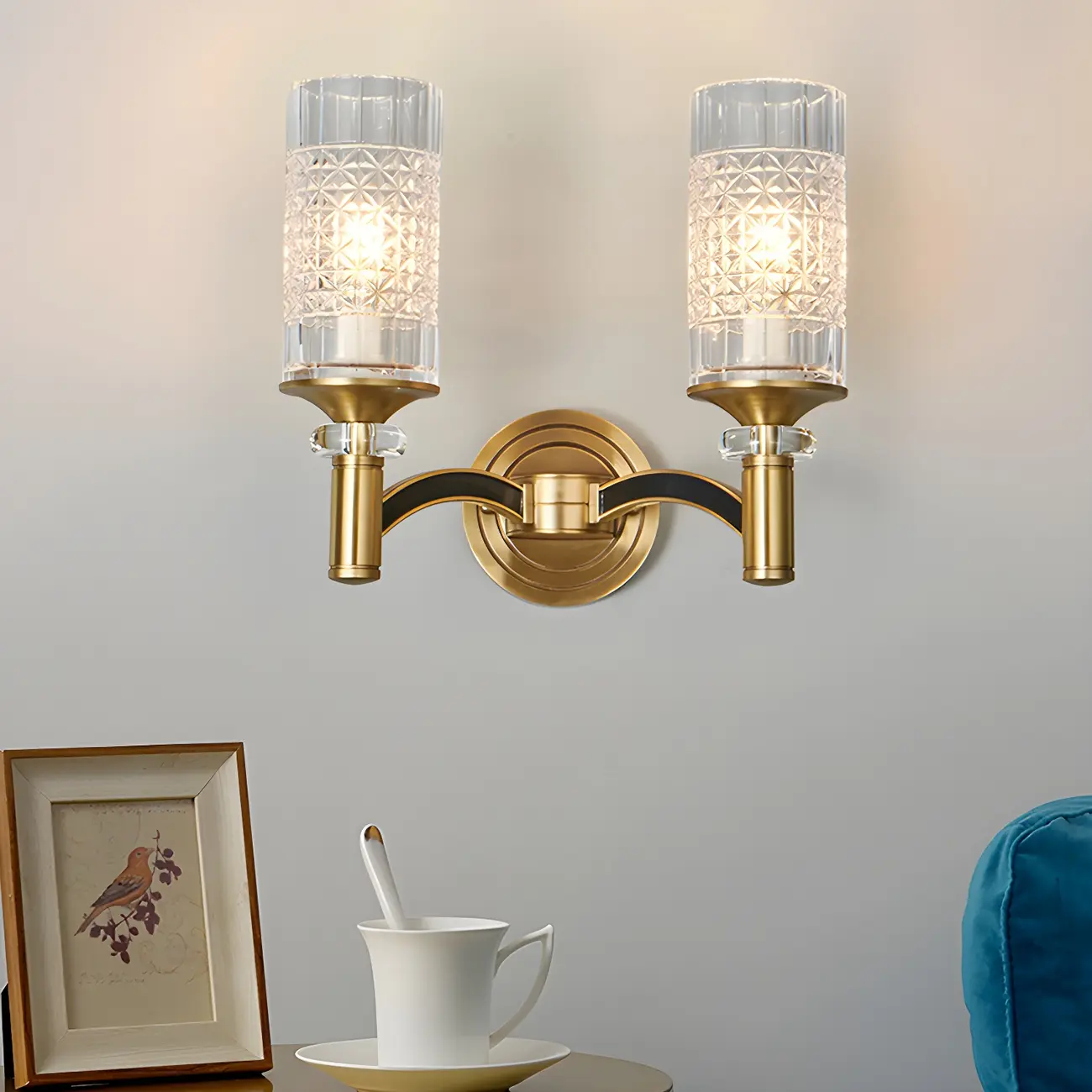 5 to 9 Inch Vintage Wall Sconce with Crystal Shade for Home | homeyfad