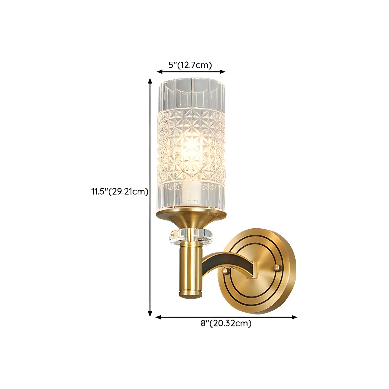 5 to 9 Inch Vintage Wall Sconce with Crystal Shade for Home | homeyfad