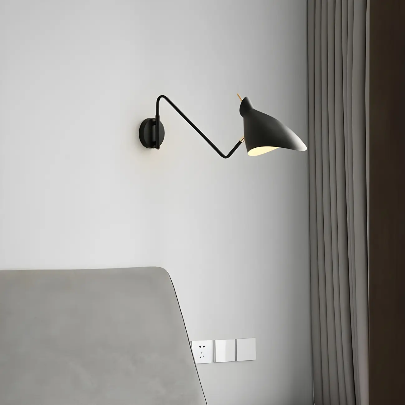  Simple Metal Solid Color Swing Arm Wall Light Image - 2 | homeyfad