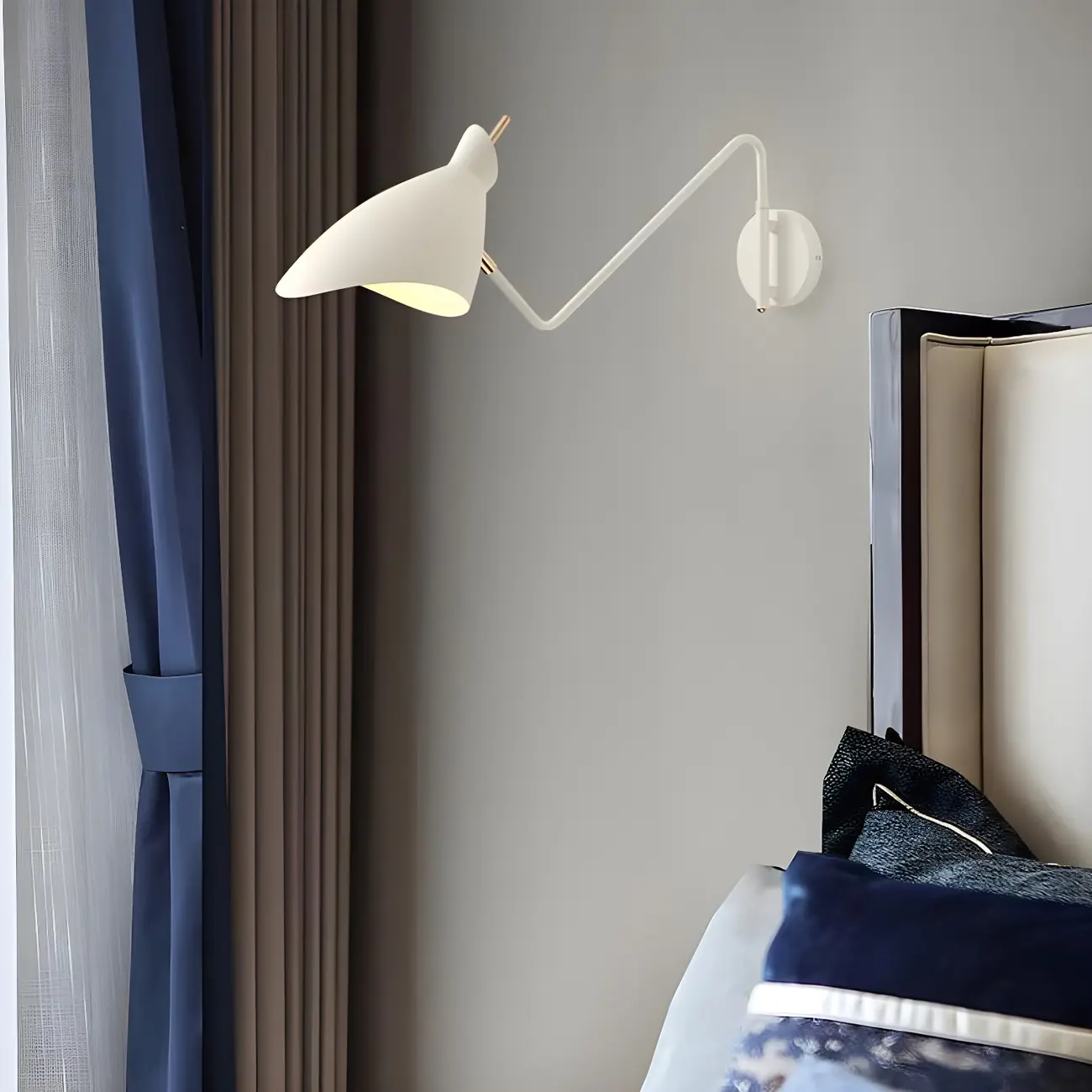  Simple Metal Solid Color Swing Arm Wall Light Image - 3 | homeyfad