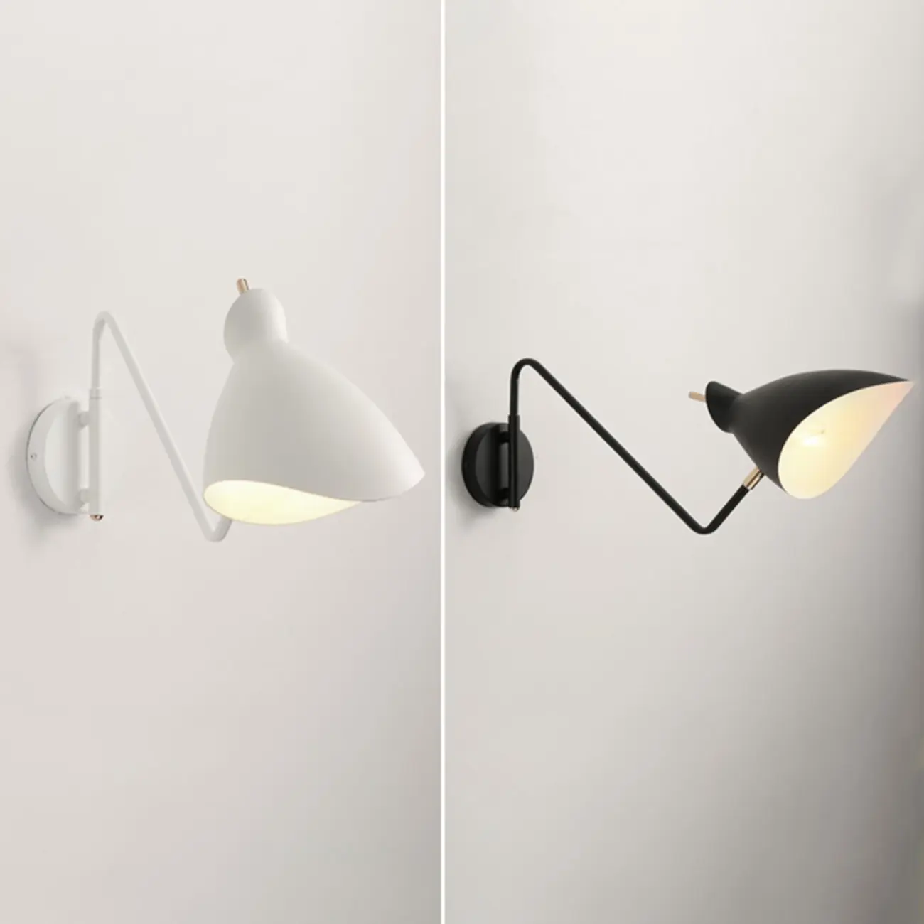  Simple Metal Solid Color Swing Arm Wall Light Image - 6 | homeyfad
