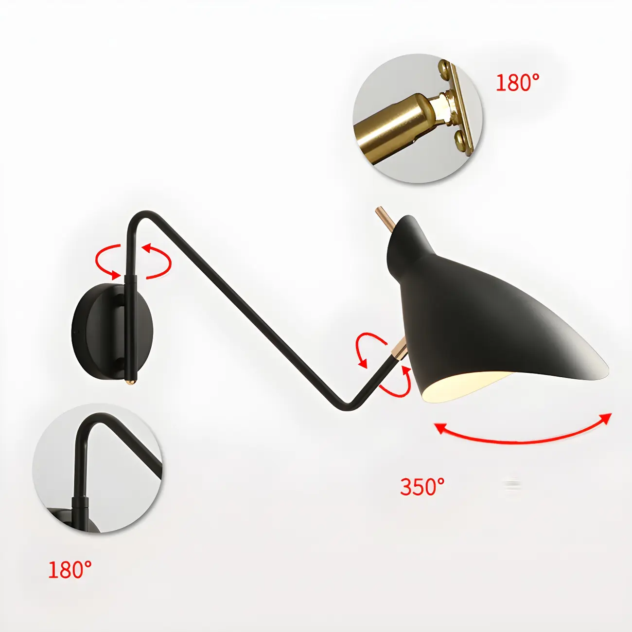  Simple Metal Solid Color Swing Arm Wall Light Image - 9 | homeyfad