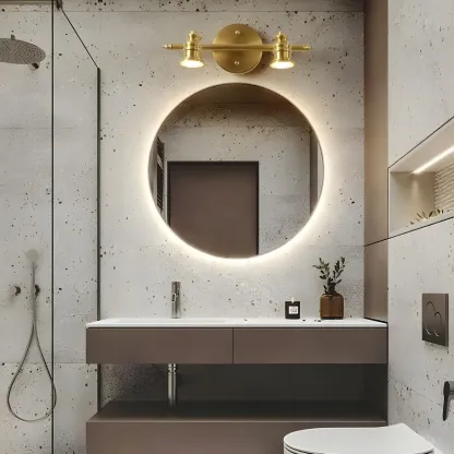 Elegant Metal Gold Vanity Light with Copper Shade for Bathroom Image - 3