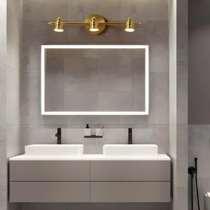 Elegant Metal Gold Vanity Light with Copper Shade for Bathroom Image - 1