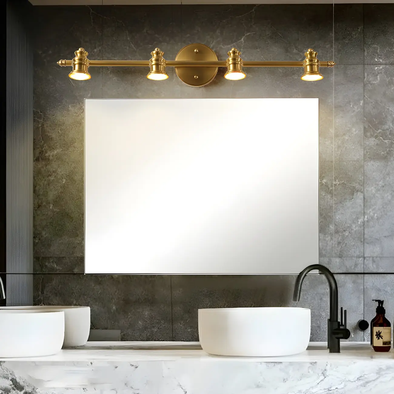 Elegant Metal Gold Vanity Light with Copper Shade for Bathroom Image - 9 | homeyfad