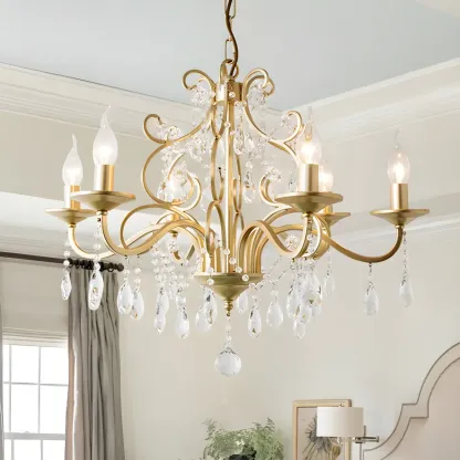 Exiquisite Champagne Crystal Candlebra Chandelier Image - 1
