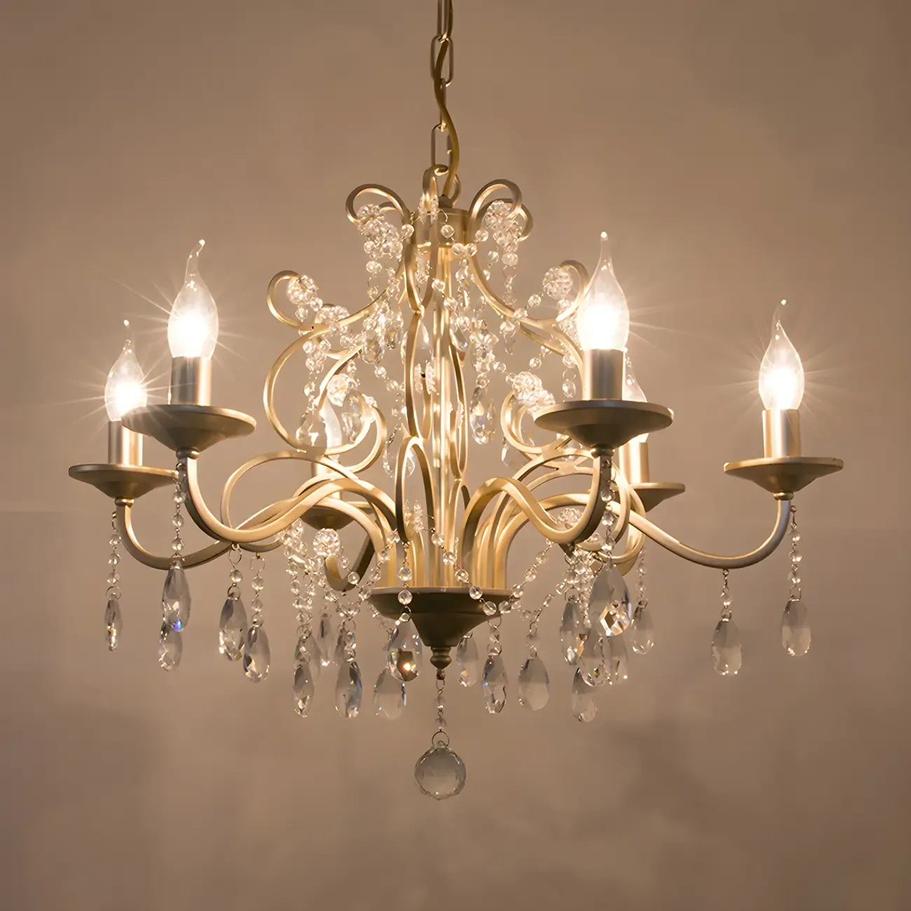 Exiquisite Champagne Crystal Candlebra Chandelier Image - 2