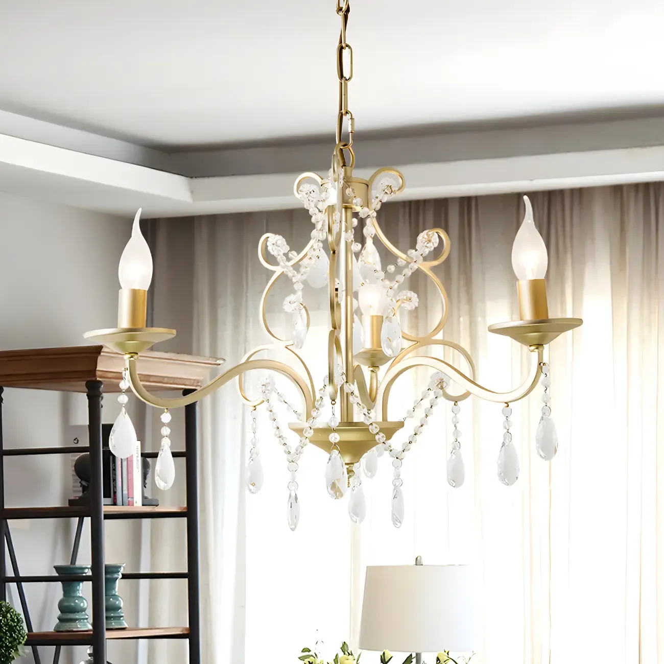 Exiquisite Champagne Crystal Candlebra Chandelier Image - 6