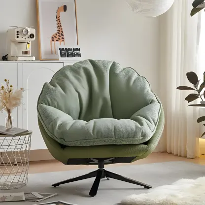 Classic Fabric Accent Chair with Swivel for Living Room Image - 3