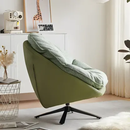Classic Fabric Accent Chair with Swivel for Living Room Image - 6