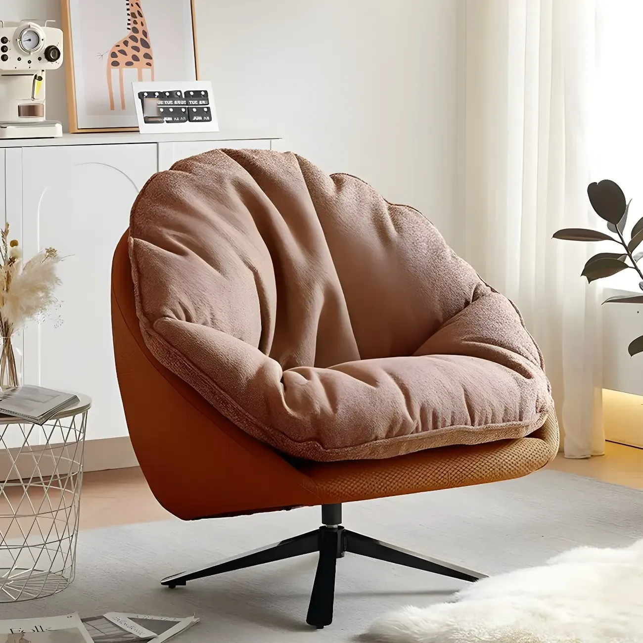 Classic Fabric Accent Chair with Swivel for Living Room Image - 1